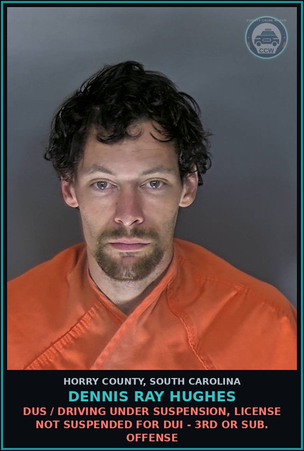 Booking mugshot of Dennis Ray Hughes in Horry County