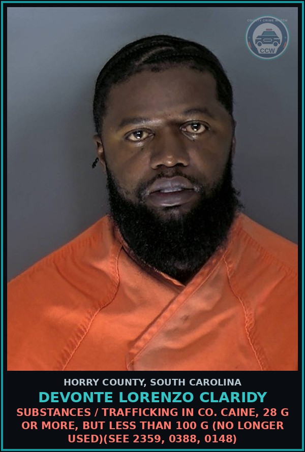 Booking mugshot of Devonte Lorenzo Claridy in Horry County