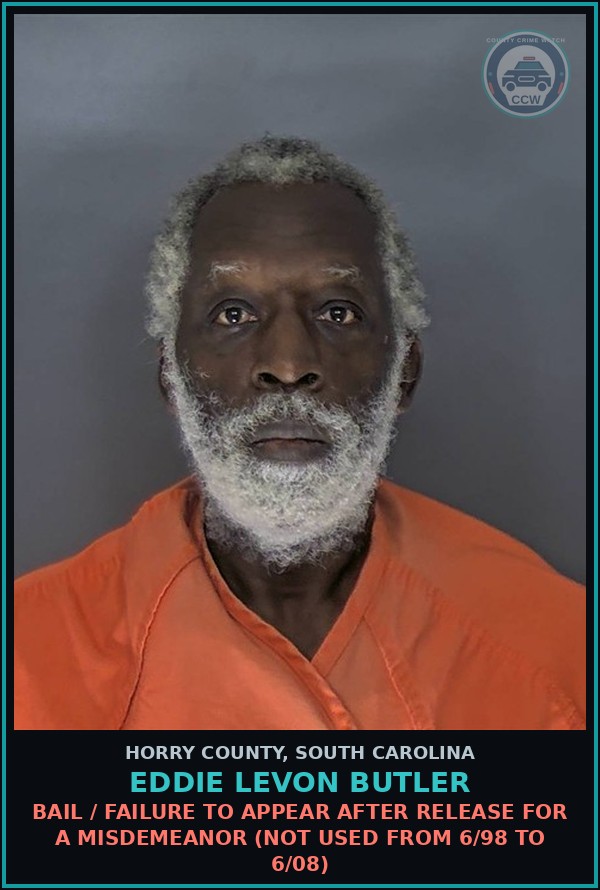 Booking mugshot of Eddie Levon Butler in Horry County