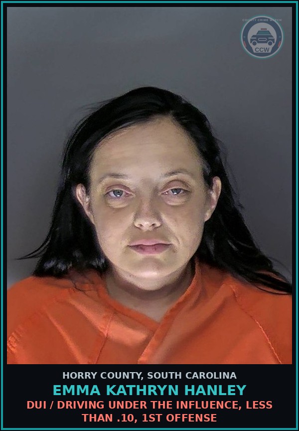 Booking mugshot of Emma Kathryn Hanley in Horry County