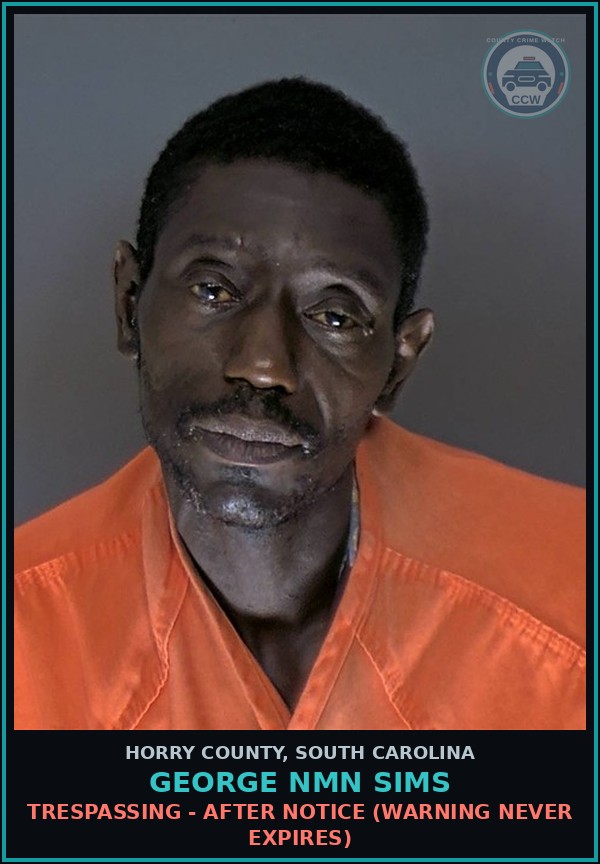 Booking mugshot of George Nmn Sims in Horry County