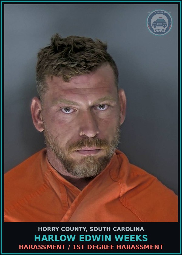 Booking mugshot of Harlow Edwin Weeks in Horry County