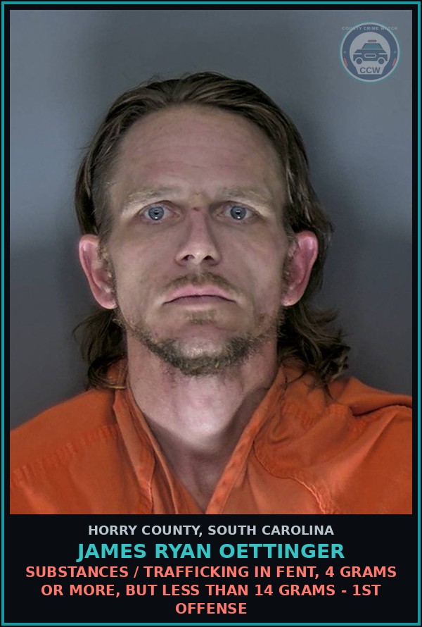 Booking mugshot of James Ryan Oettinger in Horry County