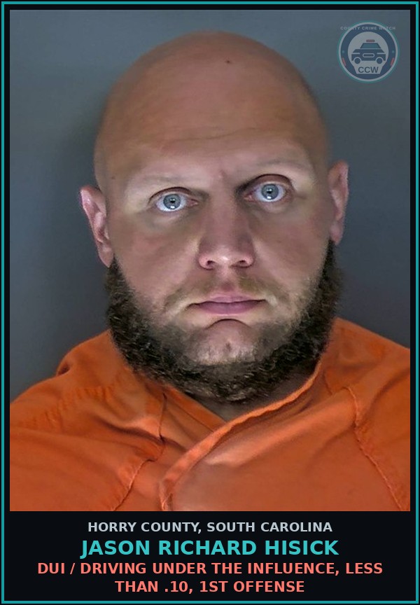 Booking mugshot of Jason Richard Hisick in Horry County