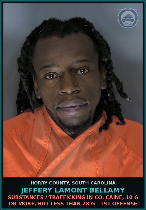 Booking mugshot of Jeffery Lamont Bellamy in Horry County