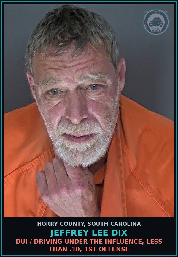 Booking mugshot of Jeffrey Lee Dix in Horry County