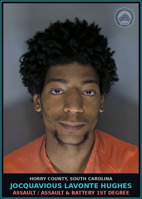 Booking mugshot of Jocquavious Lavonte Hughes in Horry County