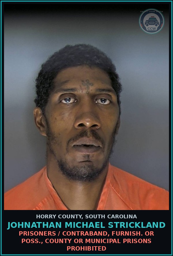 Booking mugshot of Johnathan Michael Strickland in Horry County