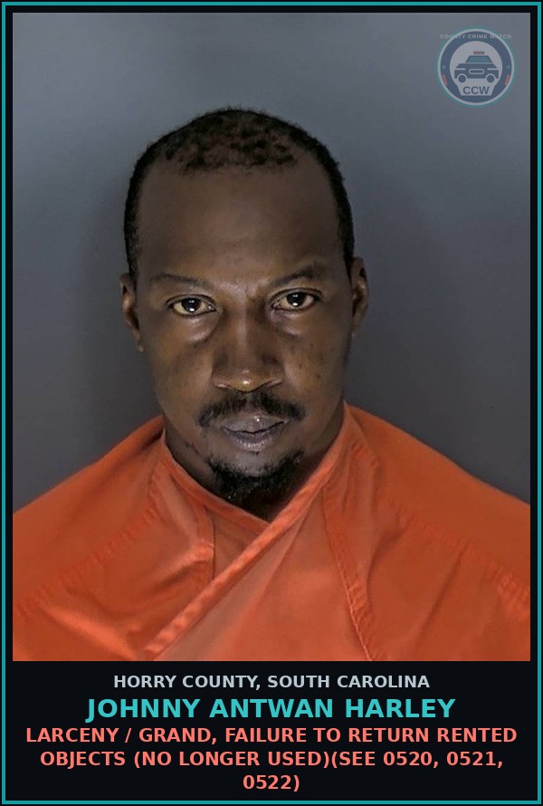 Booking mugshot of Johnny Antwan Harley in Horry County