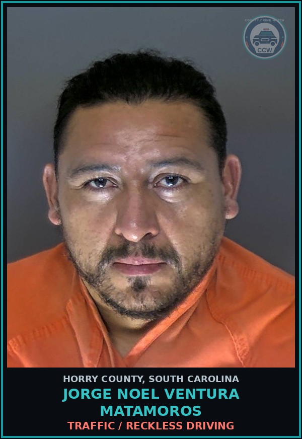 Booking mugshot of Jorge Noel Ventura Matamoros in Horry County
