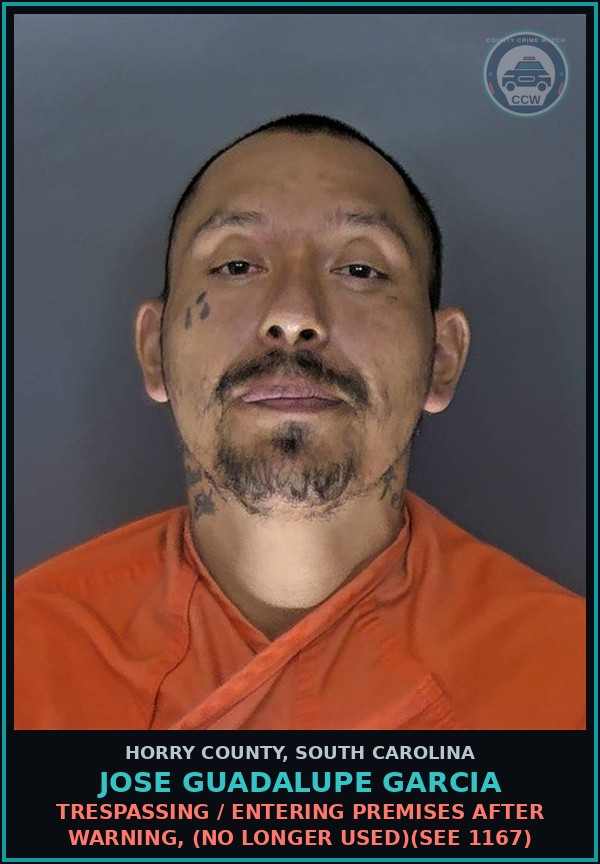 Booking mugshot of Jose Guadalupe Garcia in Horry County