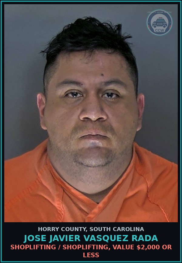 Booking mugshot of Jose Javier Vasquez Rada in Horry County