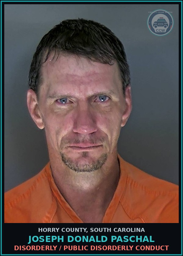 Booking mugshot of Joseph Donald Paschal in Horry County