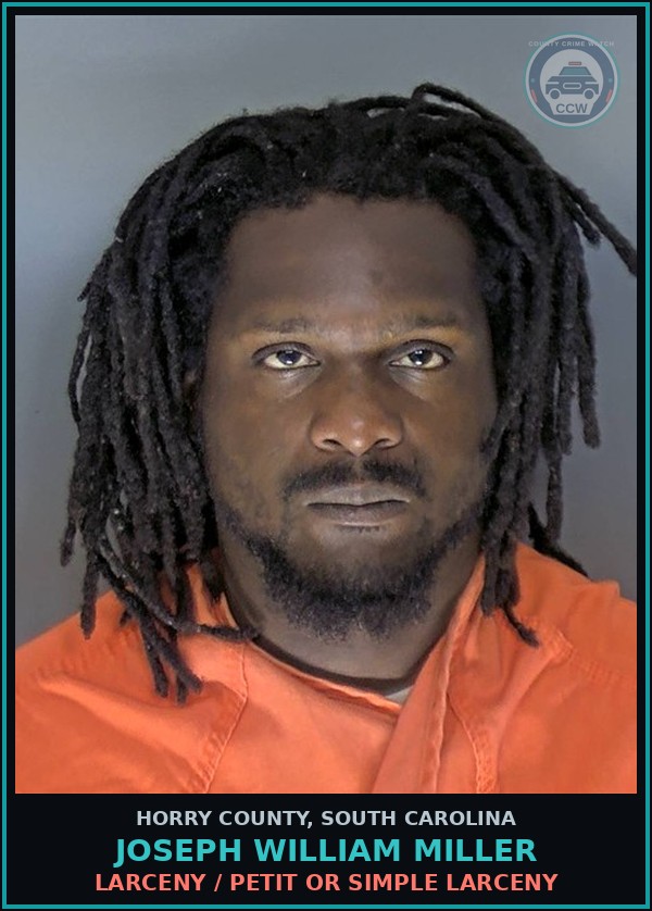 Booking mugshot of Joseph William Miller in Horry County