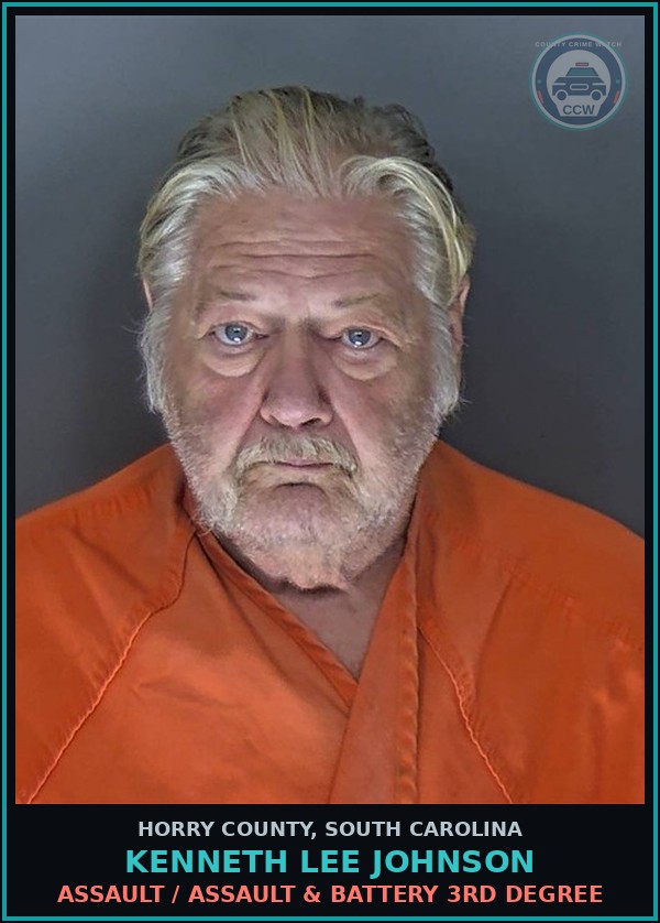 Booking mugshot of Kenneth Lee Johnson in Horry County