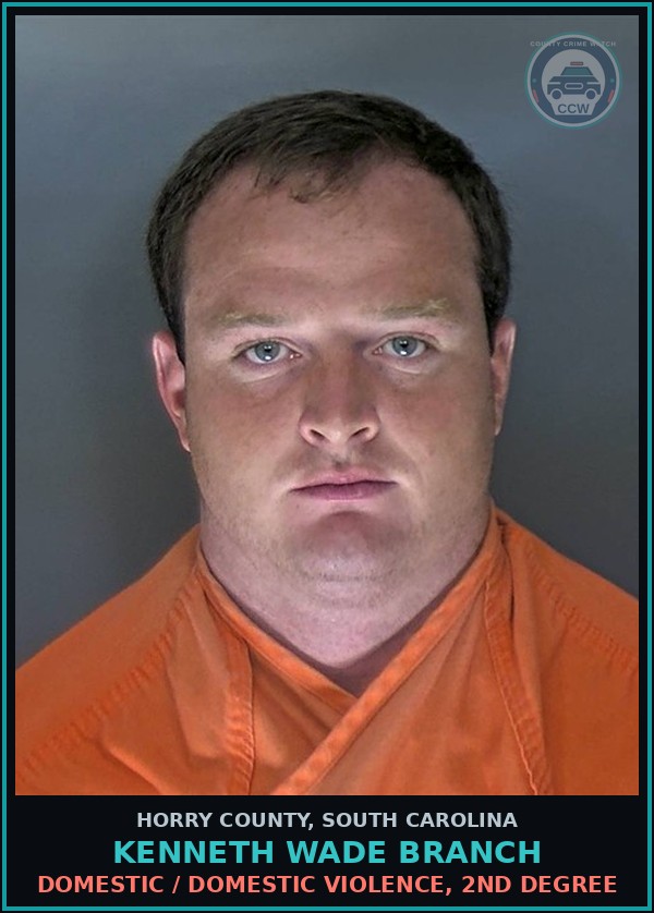 Booking mugshot of Kenneth Wade Branch in Horry County