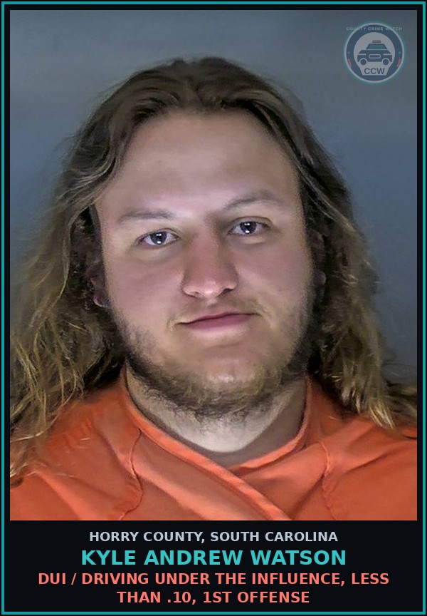 Booking mugshot of Kyle Andrew Watson in Horry County