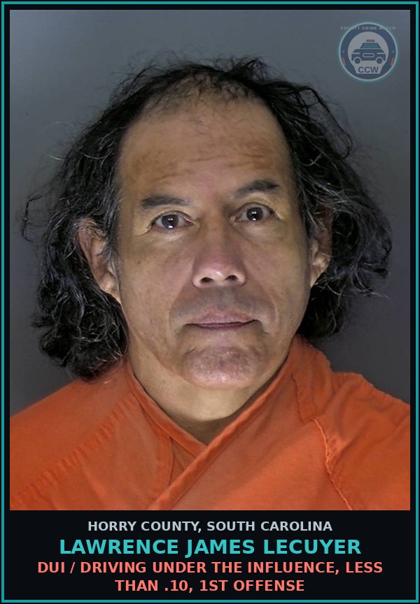 Booking mugshot of Lawrence James Lecuyer in Horry County