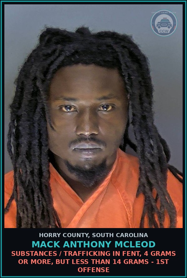 Booking mugshot of Mack Anthony Mcleod in Horry County