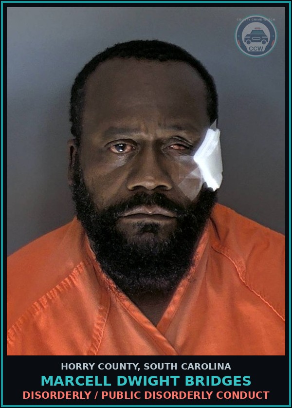 Booking mugshot of Marcell Dwight Bridges in Horry County