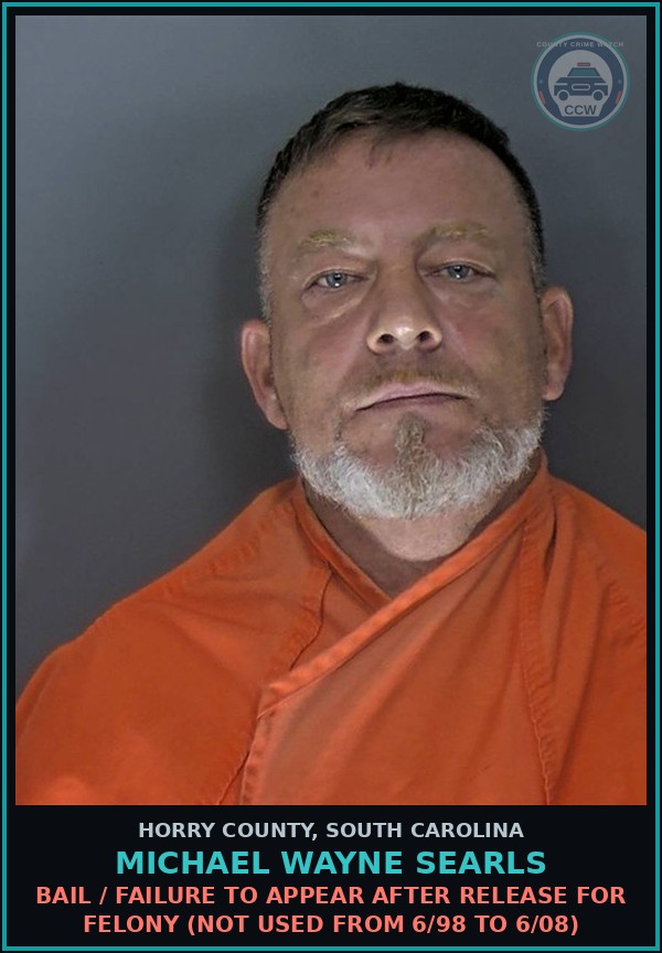 Booking mugshot of Michael Wayne Searls in Horry County