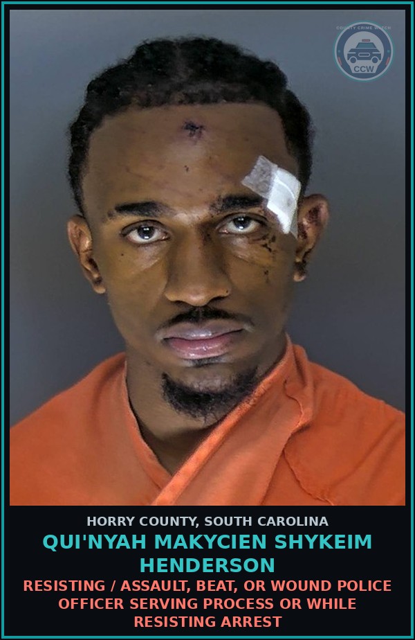 Booking mugshot of Qui'Nyah Makycien Shykeim Henderson in Horry County