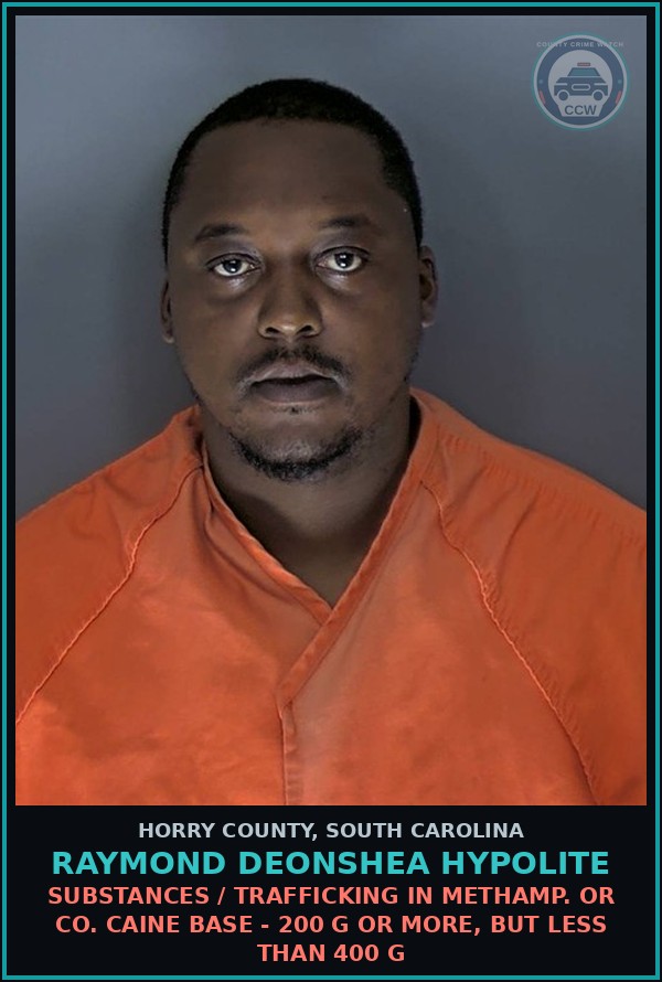 Booking mugshot of Raymond Deonshea Hypolite in Horry County