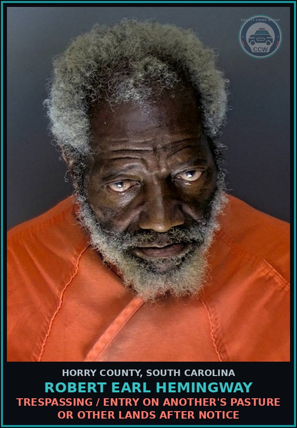 Booking mugshot of Robert Earl Hemingway in Horry County