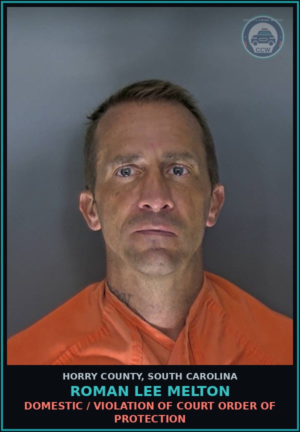 Booking mugshot of Roman Lee Melton in Horry County