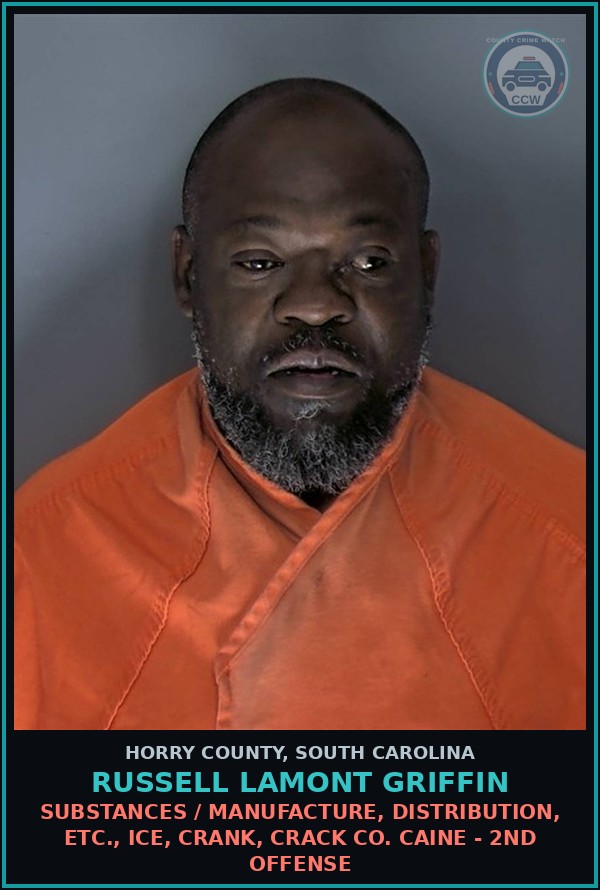 Booking mugshot of Russell Lamont Griffin in Horry County