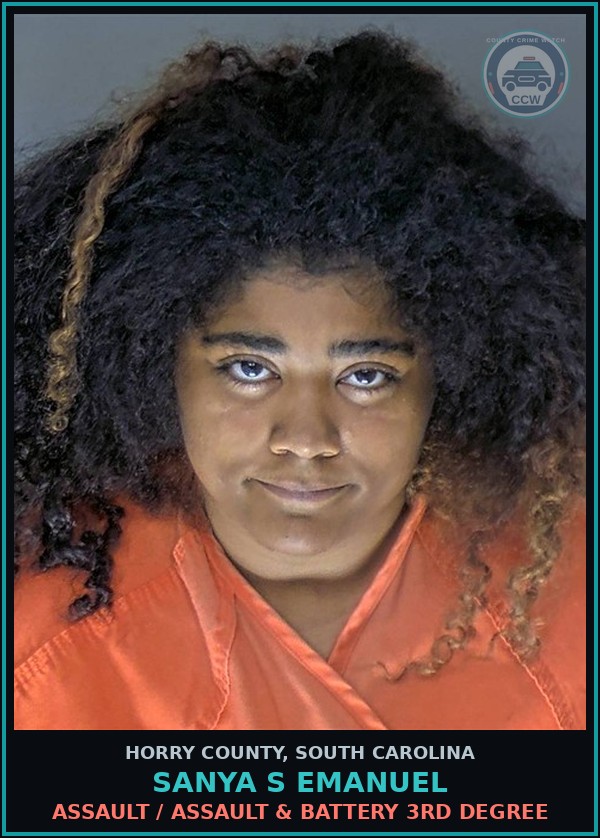 Booking mugshot of Sanya S Emanuel in Horry County