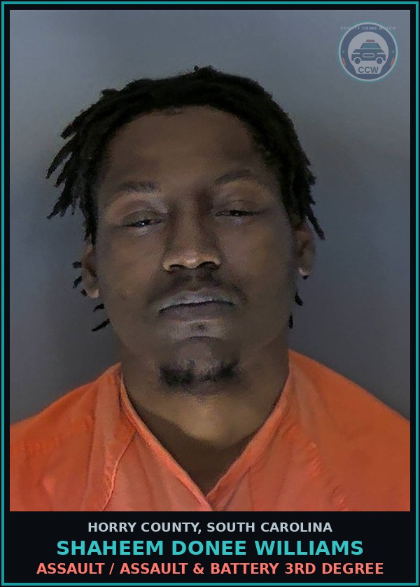 Booking mugshot of Shaheem Donee Williams in Horry County
