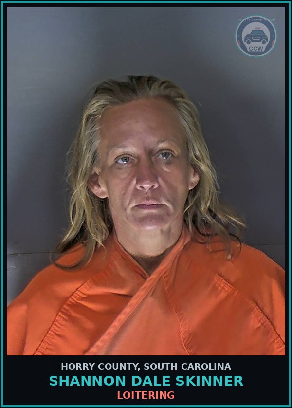 Booking mugshot of Shannon Dale Skinner in Horry County