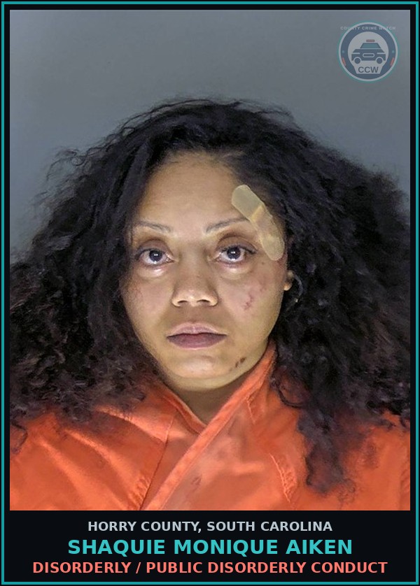 Booking mugshot of Shaquie Monique Aiken in Horry County