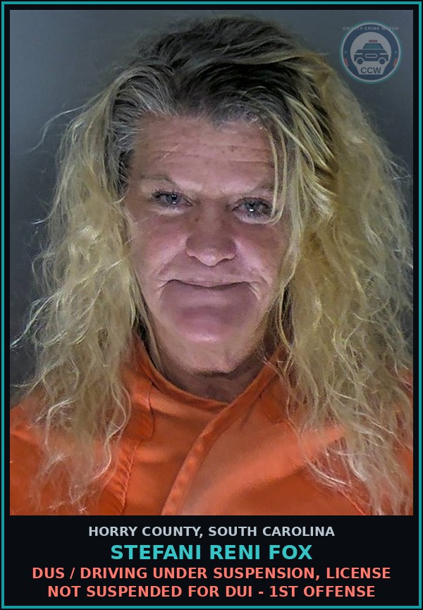 Booking mugshot of Stefani Reni Fox in Horry County