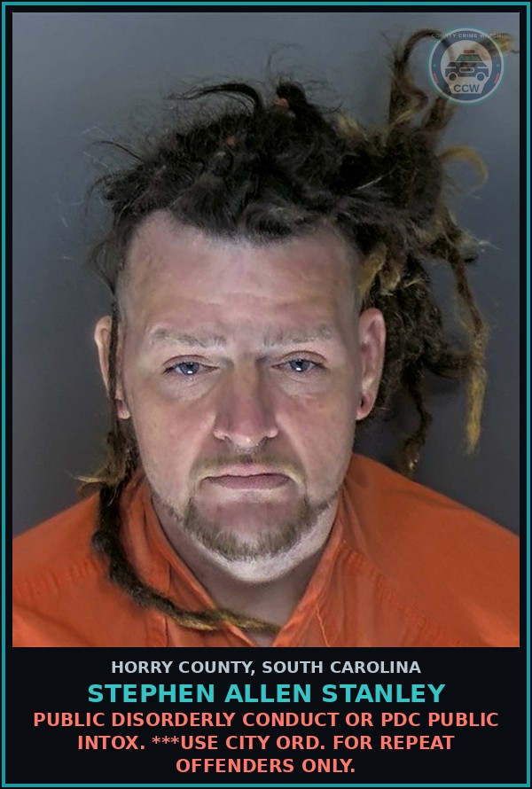 Booking mugshot of Stephen Allen Stanley in Horry County