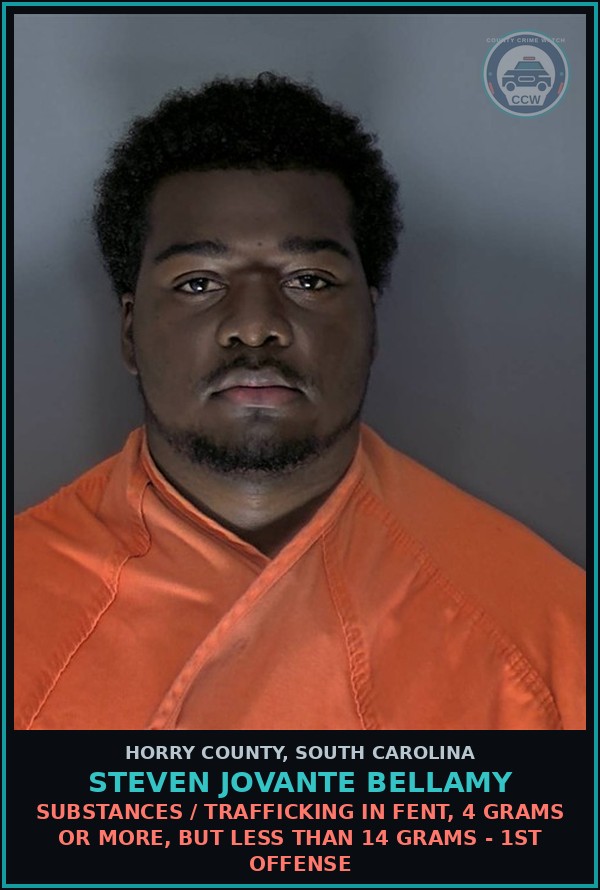 Booking mugshot of Steven Jovante Bellamy in Horry County