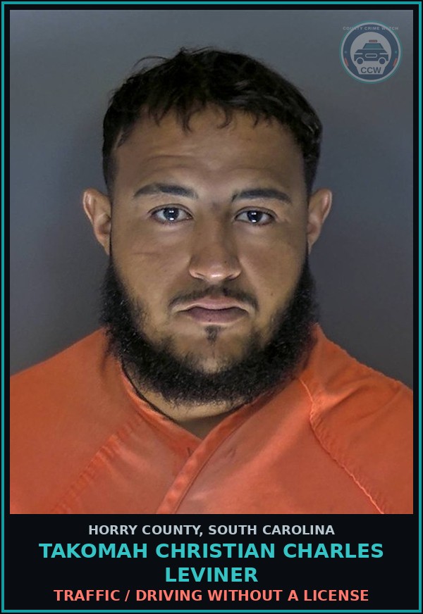 Booking mugshot of Takomah Christian Charles Leviner in Horry County