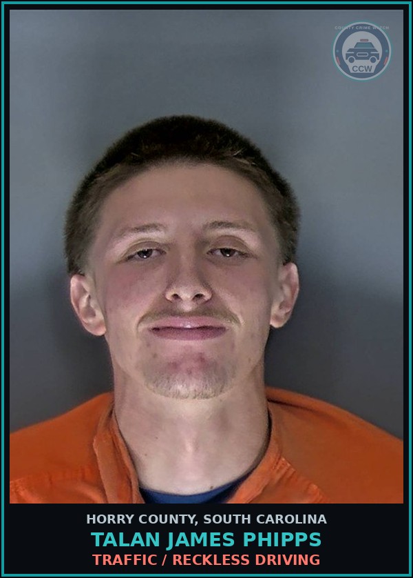Booking mugshot of Talan James Phipps in Horry County