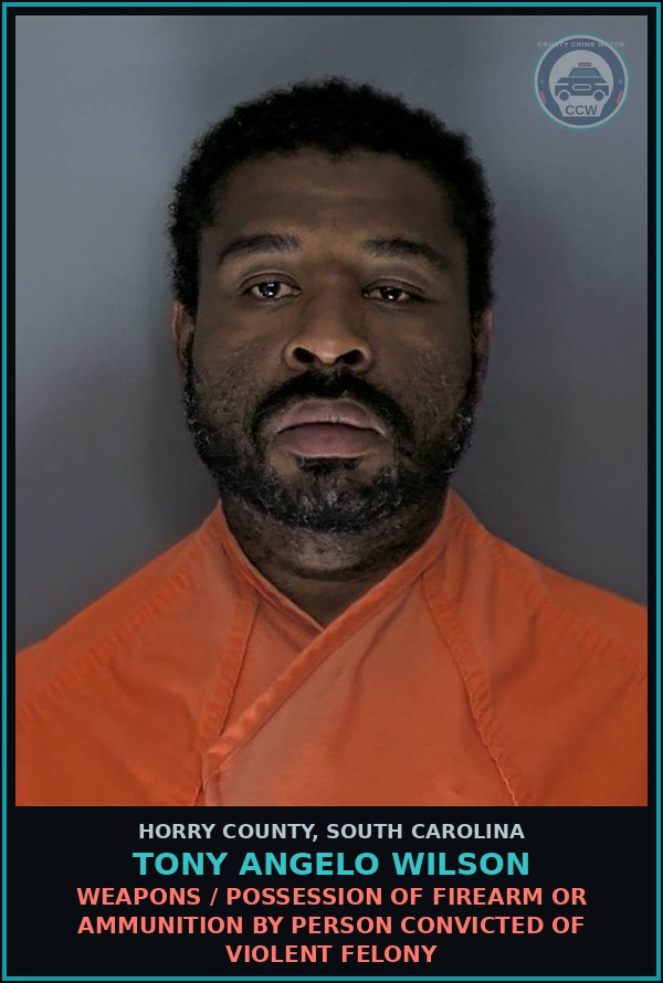 Booking mugshot of Tony Angelo Wilson in Horry County