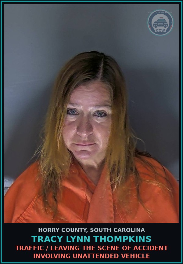 Booking mugshot of Tracy Lynn Thompkins in Horry County