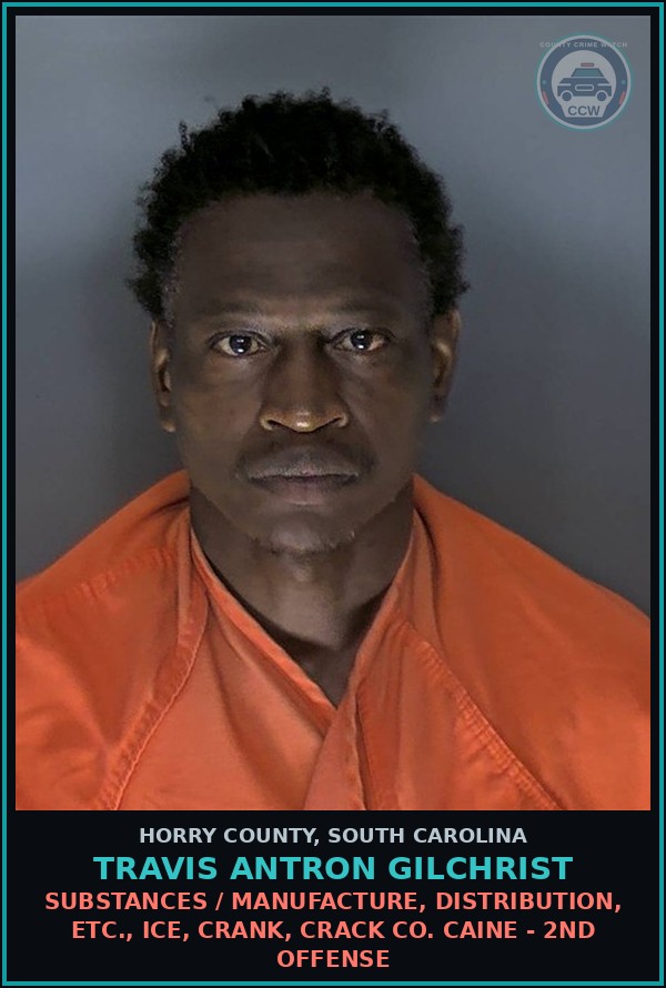 Booking mugshot of Travis Antron Gilchrist in Horry County