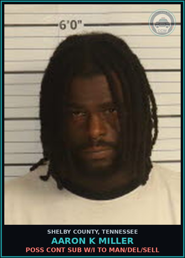 Booking mugshot of AARON K MILLER in Shelby County