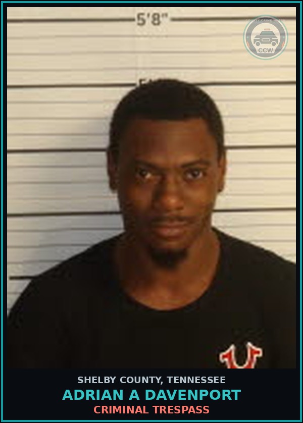 Booking mugshot of ADRIAN A DAVENPORT in Shelby County