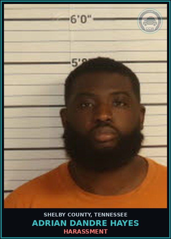 Booking mugshot of ADRIAN DANDRE HAYES in Shelby County