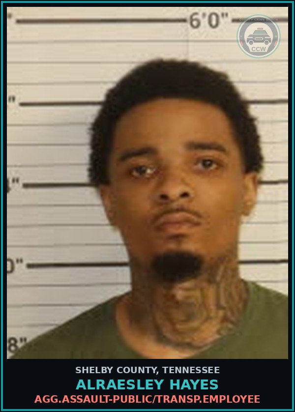 Booking mugshot of ALRAESLEY HAYES in Shelby County