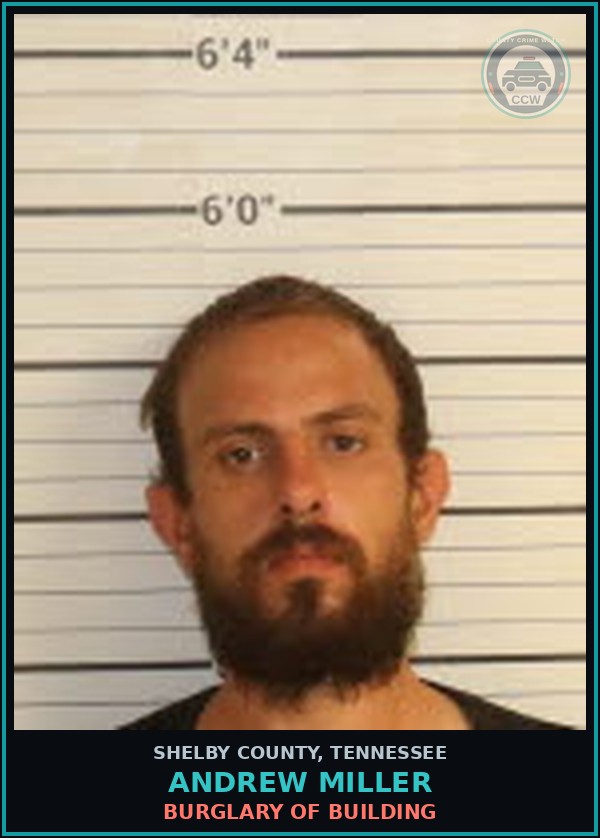 Booking mugshot of ANDREW MILLER in Shelby County
