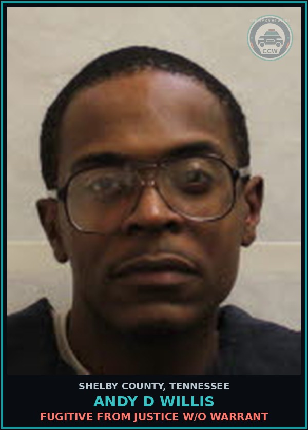 Booking mugshot of ANDY D WILLIS in Shelby County