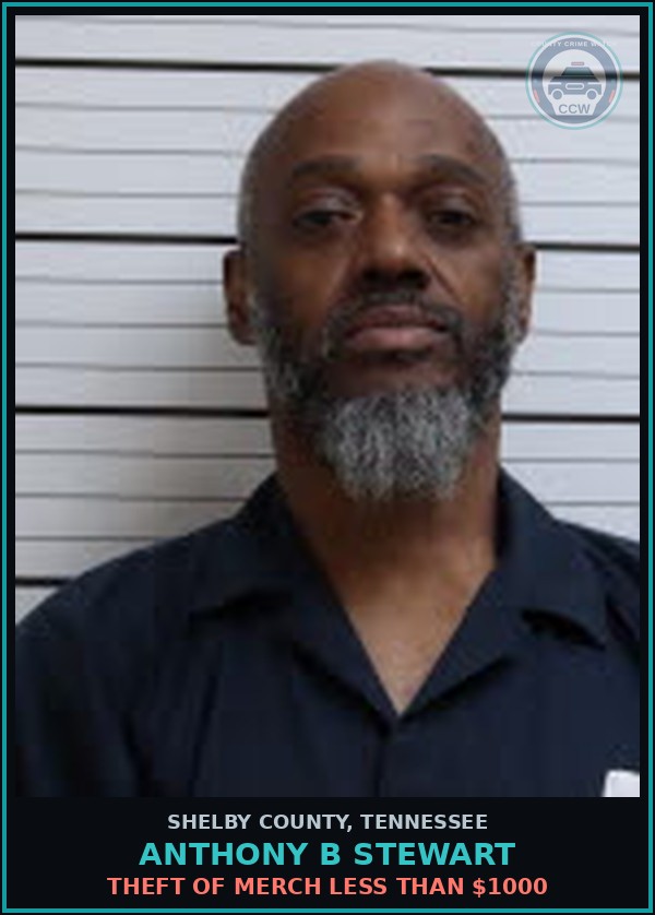 Booking mugshot of ANTHONY B STEWART in Shelby County
