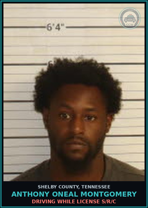 Booking mugshot of ANTHONY ONEAL MONTGOMERY in Shelby County